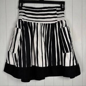 Black Striped A-line Mini Pocket Skirt Y2K High Waisted Whimsigoth Flirty Punk M
